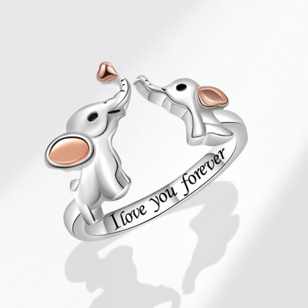 Wholesale Amazon New Mother's Day Two-color Elephant Opening Ring Ethnic Auspicious Mother and Son Two-color Family Ring