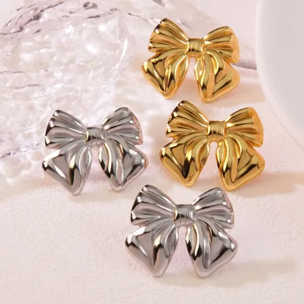 1 Pair Casual Simple Style Classic Style Bow Knot 304 Stainless Steel Imitation Gold Electroplating Ear Studs