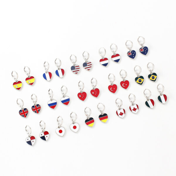 oly-5e35c7b7db2ef897e84348ada3fda666 Wholesale National flag heart earrings