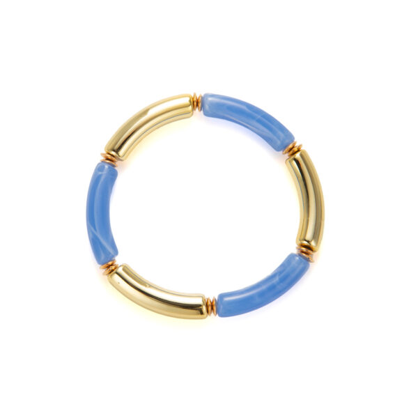 Wholesale Cross-border Fashion European and American Creative Tube Beads Elastic Bracelet Acrylic Double Color Curved Tube Round Tube Bracelet