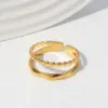 Wholesale PVD Coated Real Gold Plated Solid Color Stainless Steel Fashion Waterproof Non Tarnish Open Ring