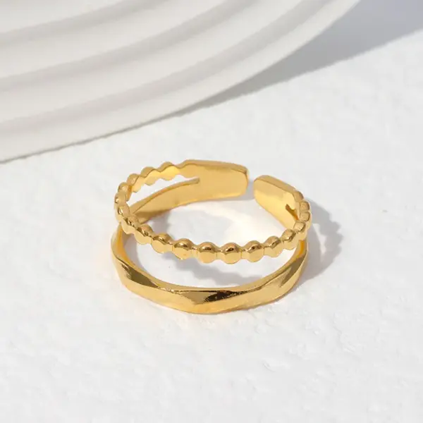 Wholesale PVD Coated Real Gold Plated Solid Color Stainless Steel Fashion Waterproof Non Tarnish Open Ring