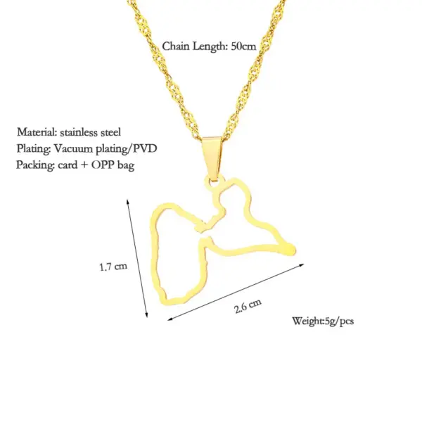 Wholesale Jewelry Vintage Style Map Guadeloupe Map 201 Stainless Steel 304 Stainless Steel Plating Pendant Necklace