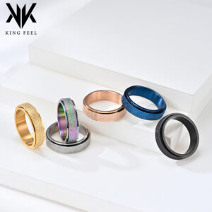 Wholesale Cross-border e-commerce neutral simple light luxury wind frosted pearl sand rotatable titanium steel decompression ring hand jewelry fashion