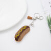 Wholesale 4pcs Creative Velvet Diamond-encrusted Hot Dog Keychain