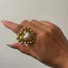 Wholesale Jewelry Elegant Cute Romantic Irregular Heart Shape Flower 304 Stainless Steel Imitation Pearl 18K Gold Plated Plating Inlay Open Rings