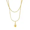 Wholesale Jewelry Elegant Water Droplets Heart Shape Titanium Steel 18K Gold Plated Plating Necklace Ball Chain Snake Chain