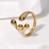 Wholesale PVD Coated Real Gold Plated 18K Gold Asymmetrical Irregular 304 Stainless Steel Sweet Simple Style IG Style Waterproof Non Tarnish Open Rings