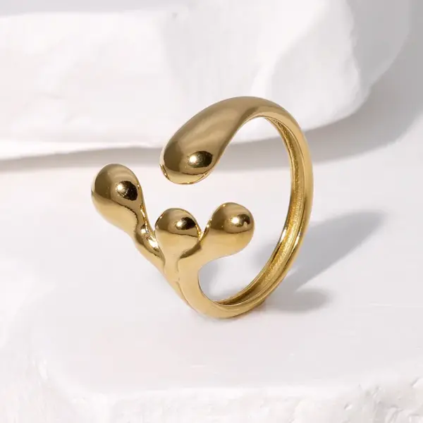 Wholesale PVD Coated Real Gold Plated 18K Gold Asymmetrical Irregular 304 Stainless Steel Sweet Simple Style IG Style Waterproof Non Tarnish Open Rings