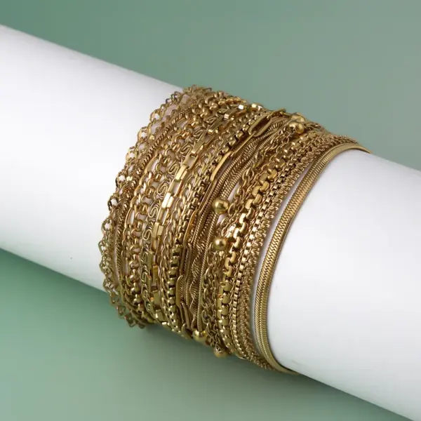 18K Gold Plated Geometric 304 Stainless Steel Simple Style Classic Style Plating 304 Stainless Steel Chain Bracelet