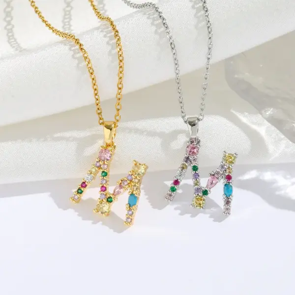 Wholesale Water Plating Vacuum Plating 18K Gold Plated Geometric Letter Flower Titanium Steel Modern Style Sweet Classic Style Titanium Steel Pendant Necklace