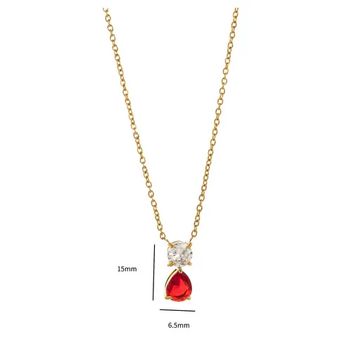 Wholesale PVD Coated 18K Gold Plated Water Droplets 201 Stainless Steel 304 Simple Style Waterproof Non Tarnish Pendant Necklace