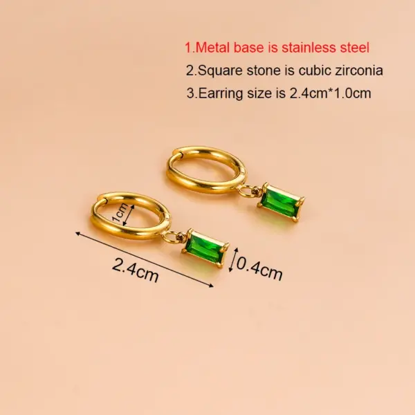 1 Pair Simple Style Geometric Rectangle Gold Plated 304 Stainless Steel Zircon Stainless Steel Earrings