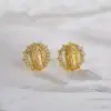 Wholesale Fashion Plated Real Gold Micro Inlaid Zircon Virgin Geometric Copper Ear Stud Earrings