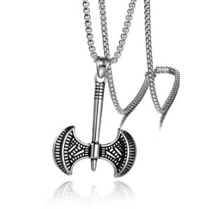 Double-sided axe + stainless steel chain