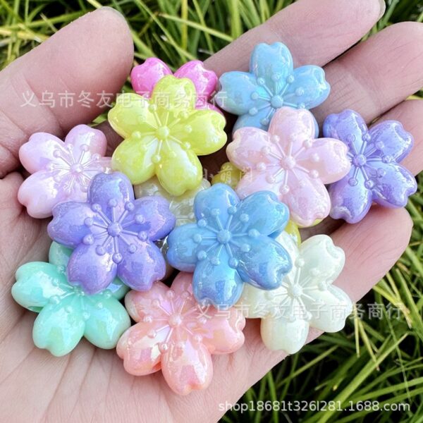 Wholesale Acrylic macaron-colored cherry blossom beaded necklace