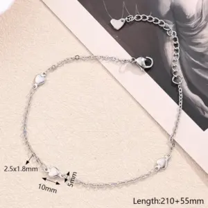 Glossy Vertical Love Spacer Anklet (Steel Color) / Length: 210+55mm / 1 Strand/Package