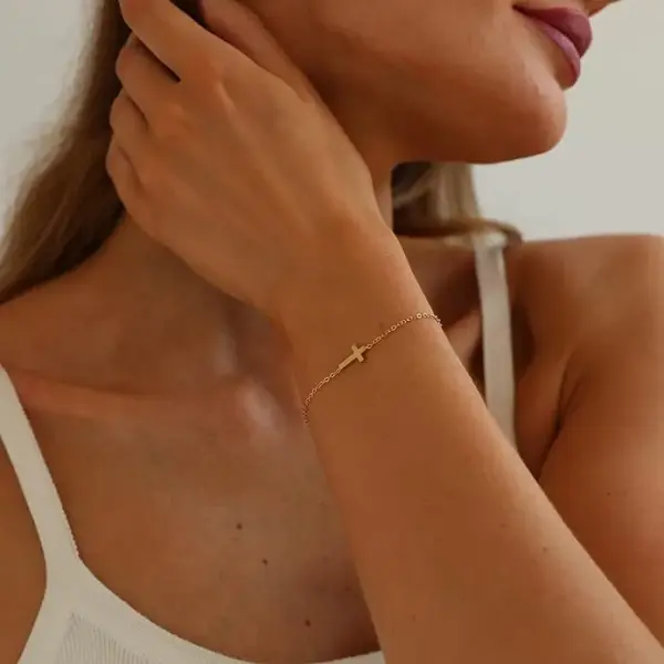 Wholesale Ion Plating (IP) 18K Gold Plated Cross 304 Stainless Steel Vintage Style Simple Style Waterproof Non Tarnish Bracelets Earrings Necklace