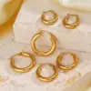 Wholesale PVD Coated 18K Gold Plated Solid Color 304 Stainless Steel Simple Style Waterproof Non Tarnish Earrings