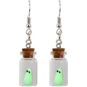Green light ghost earrings