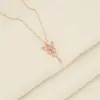 Wholesale IG Style Wedding Romantic Butterfly Stainless Steel Copper Plating Inlay 18K Gold Plated Glass Pendant Necklace