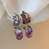 Wholesale 1 Pair Glam Luxurious Lady Flower Butterfly Copper Inlay Zircon Drop Earrings