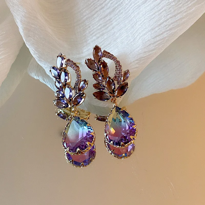 Wholesale 1 Pair Glam Luxurious Lady Flower Butterfly Copper Inlay Zircon Drop Earrings