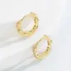 Wholesale Fashion Leaf Copper Hoop Earrings Inlay Zircon Copper Earrings