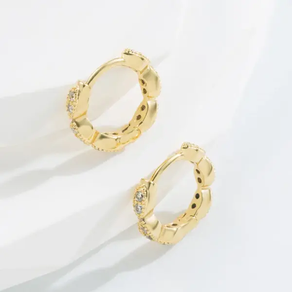 Wholesale Fashion Leaf Copper Hoop Earrings Inlay Zircon Copper Earrings