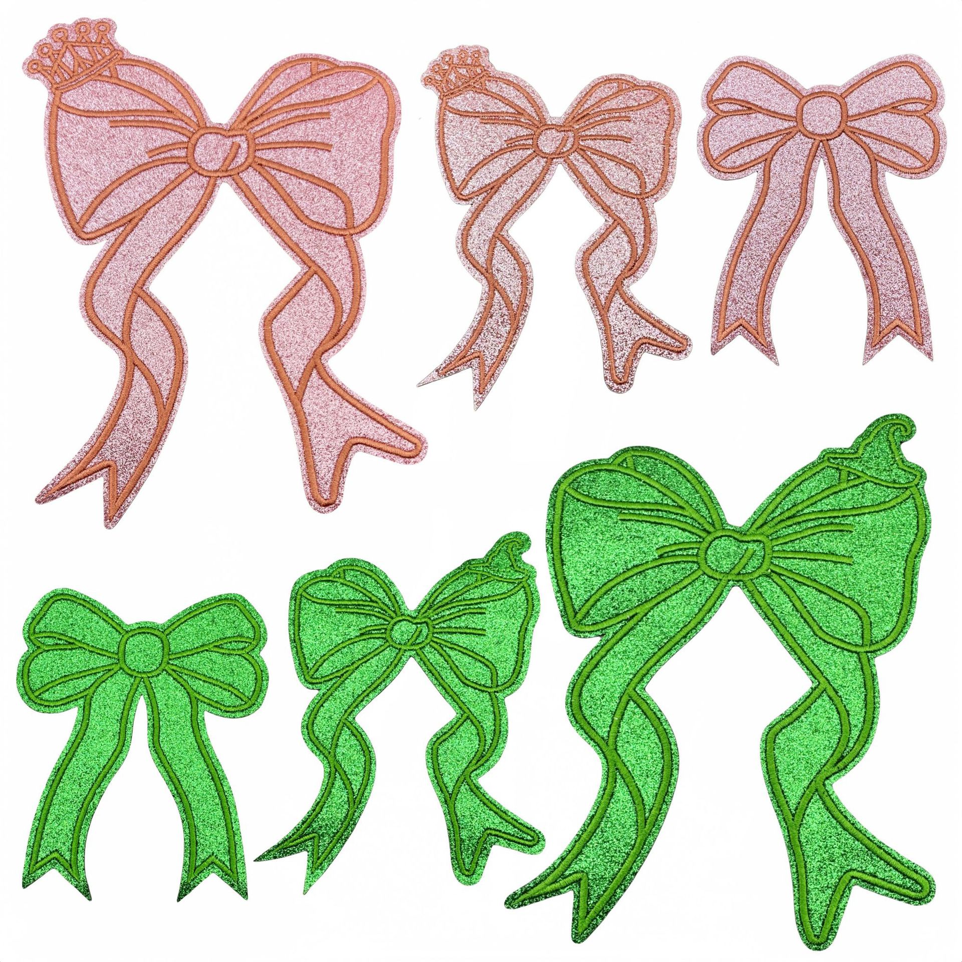 Wholesale Cross-border glitter bowknot cloth stickers clothing bags embroidery aessories clothing aessories handmade jewelry ironing hot melt adhesive