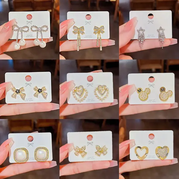 Wholesale Fashion Star Heart Shape Copper Plating Artificial Pearls Zircon Drop Earrings 1 Pair