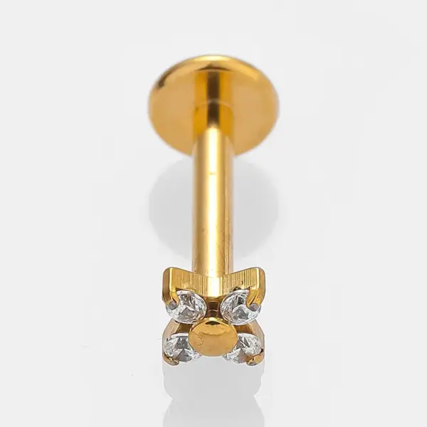 1 Piece Lip Rings Simple Style Classic Style Cross Flower 316L Stainless Steel Waterproof Non Tarnish Surgical Steel Zircon Ion Plating (IP) 18K Gold Plated Lip Rings Ear Cartilage Rings & Studs Nose Rings & Studs