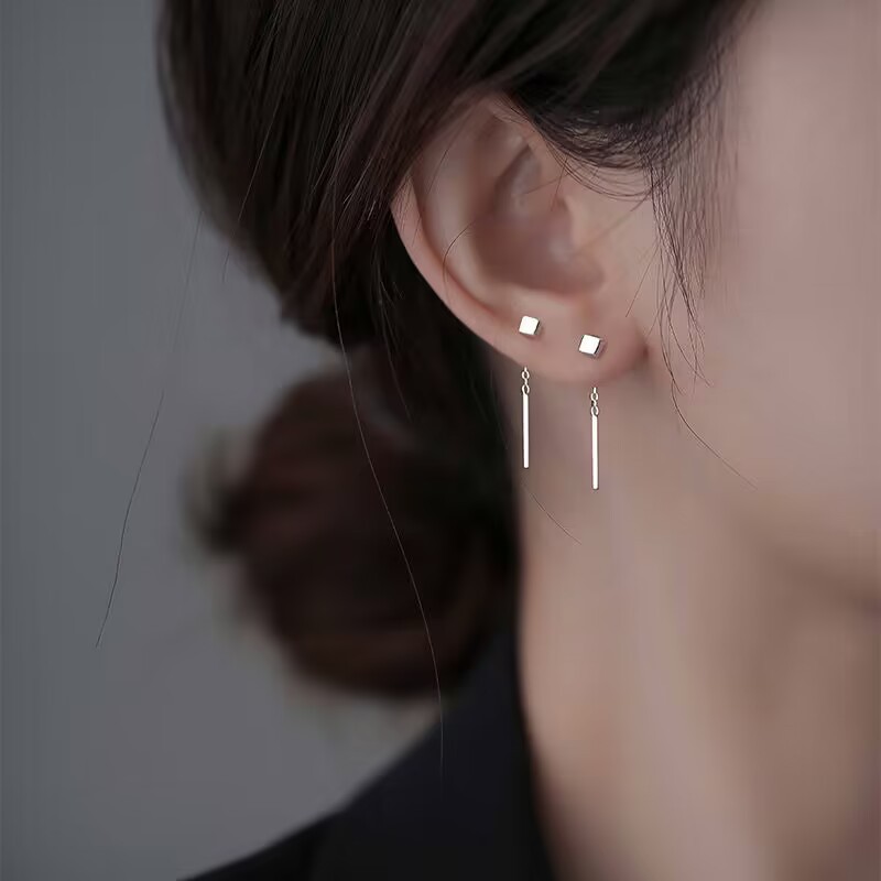 Wholesale Earrings for Women 2025 New Trendy Ear Wire Simple Elegant Earrings Cold Style Versatile Earrings Geometric Slimming Look