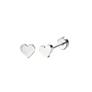 Silver / One Size / Heart-Shaped Stud Earrings