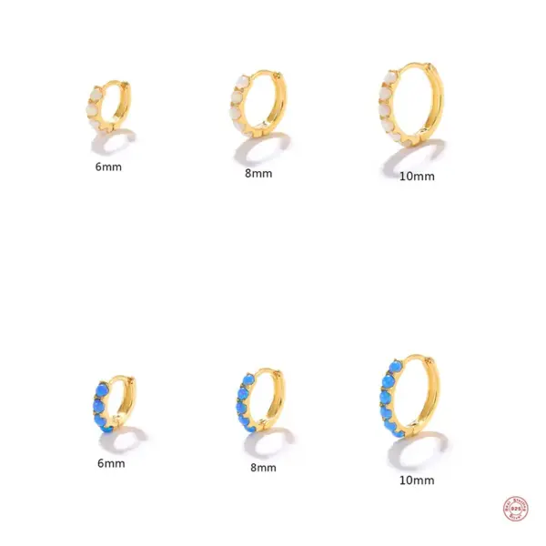 Wholesale 1 Piece 925 Sterling Silver Geometric Round Gem Hoop Earrings Earrings Ear Studs