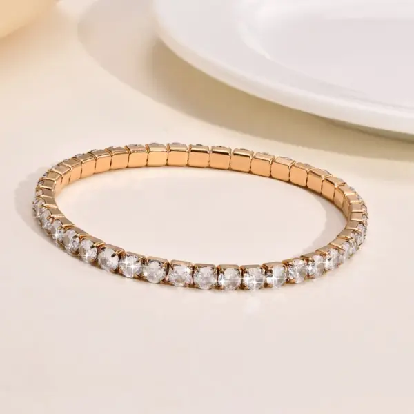 Simple Style Square 201 Stainless Steel 18K Gold Plated Zircon Stainless Steel Bracelets In Bulk
