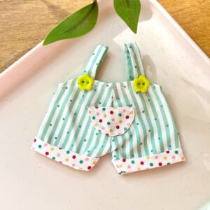 Green striped polka dot overalls