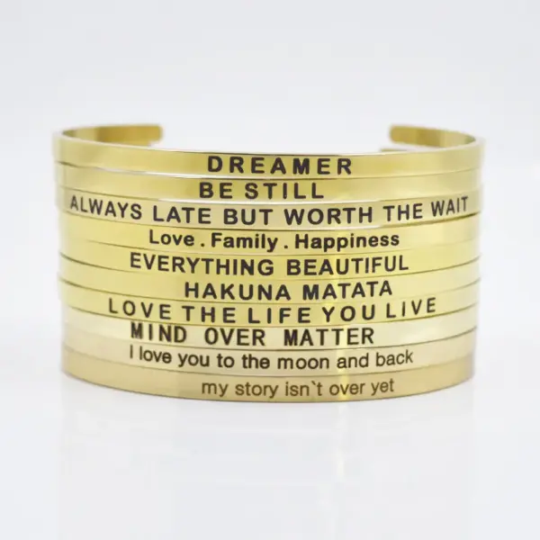 Simple Style Letter Stainless Steel Bangle In Bulk