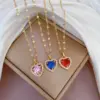 Wholesale Fashion Heart Shape Titanium Steel Copper Plating Hollow Out Inlay Zircon Pendant Necklace