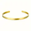 304 Stainless Steel Solid Color PVD Coated 18K Real Gold Plated Vacation Classic Style Waterproof Non Tarnish Plating Bangle