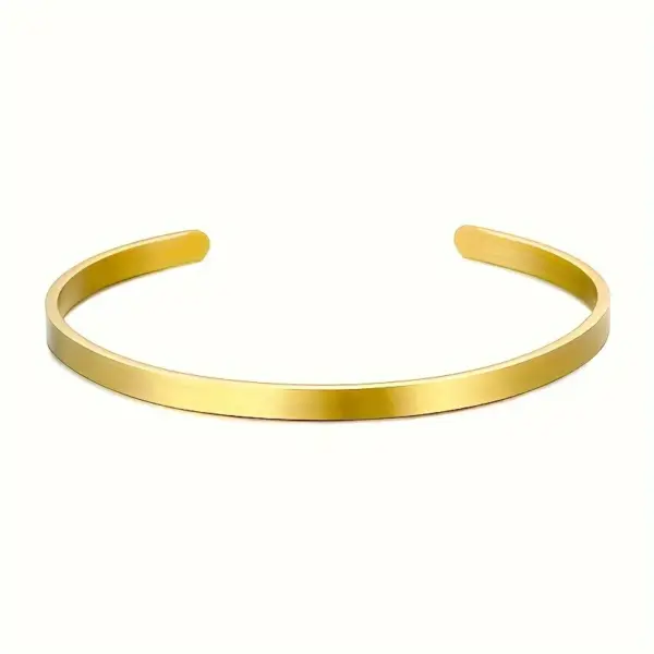 304 Stainless Steel Solid Color PVD Coated 18K Real Gold Plated Vacation Classic Style Waterproof Non Tarnish Plating Bangle