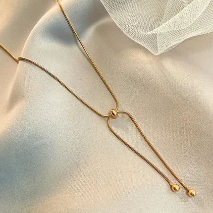 Wholesale 304 Stainless Steel Solid Color PVD Coated 18K Real Gold Plated Elegant Simple Style Waterproof Non Tarnish Plating Bracelets Necklace