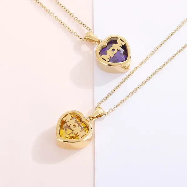 304 Stainless Steel Letter PVD Coated Birthstone 18K Real Gold Plated Fashion MAMA Waterproof Non Tarnish Plating Inlay Cable Chain Pendant Necklace