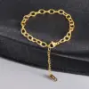 Wholesale 304 Stainless Steel Geometric PVD Coated 18K Real Gold Plated Fashion Waterproof Non Tarnish Plating Gold Silver Bracelets