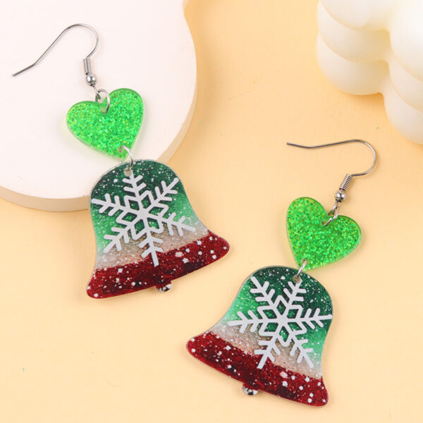 Wholesale Christmas Earrings Cartoon Contrasting Color Snowman Bell Acrylic Earrings