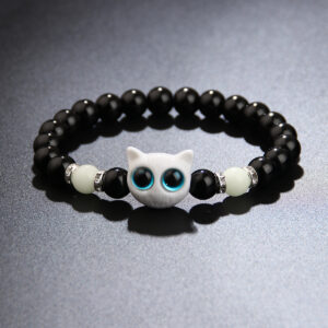 White glow-in-the-dark cat bracelet