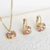Wholesale Vacuum Plating Real Gold Plated 18K Gold Square 304 Stainless Steel Simple Style Shiny Waterproof Non Tarnish Jewelry Set