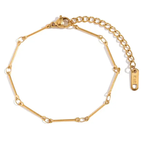 PVD Coated Real Gold Plated 18K Gold Solid Color 304 Stainless Steel Titanium Steel Simple Style Waterproof Non Tarnish Bracelets Anklet Necklace