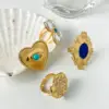 Wholesale PVD Coated Real Gold Plated 18K Gold Irregular Heart Shape 304 Stainless Steel Vintage Style Simple Style Waterproof Non Tarnish Open Rings