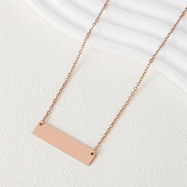 Wholesale Jewelry Basic Simple Style Geometric Customization Laser Engraving 201 Stainless Steel Plating Pendant Necklace Cable Chain